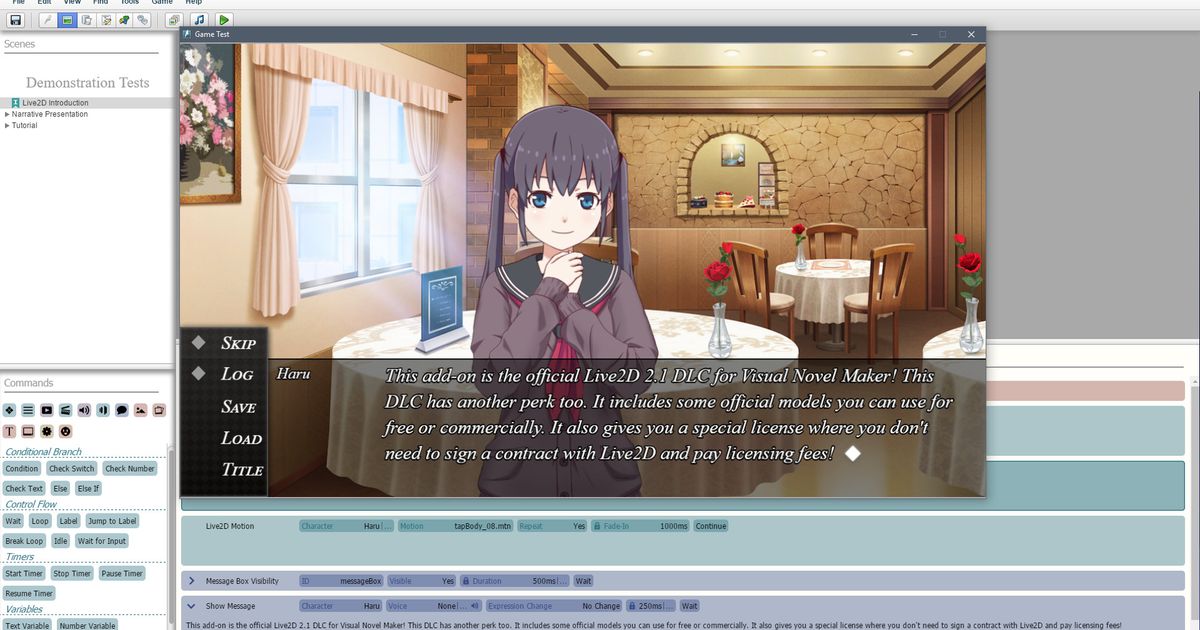 Visual Novel Maker + Live2D