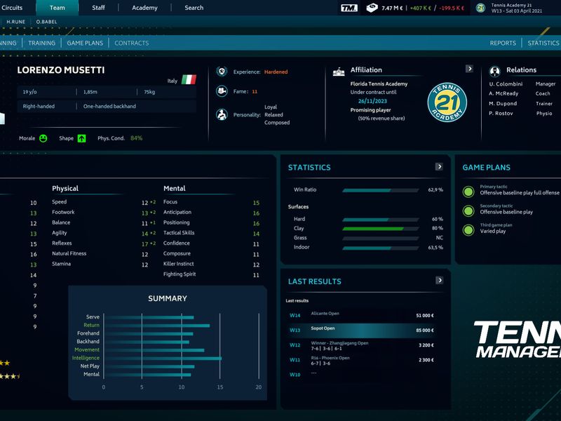 Tennis Manager 2021 — скриншот 1