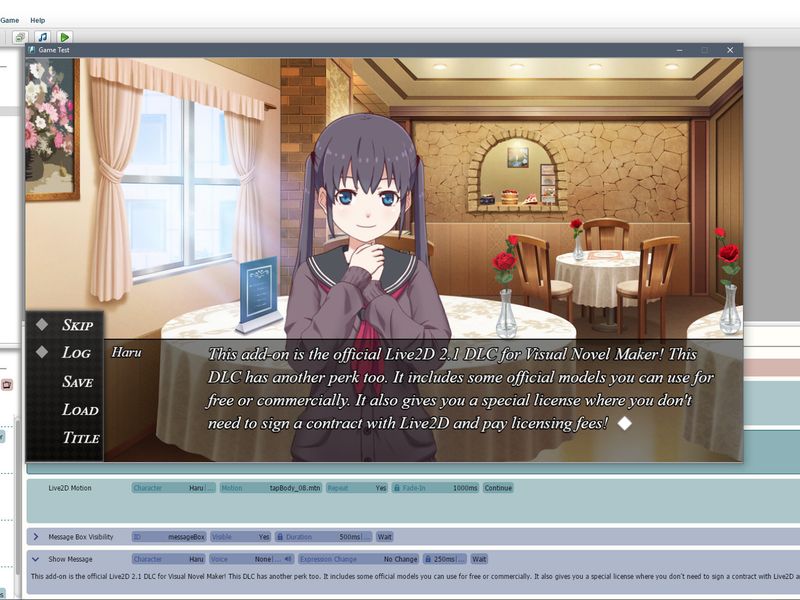 Visual Novel Maker + Live2D — скриншот 1